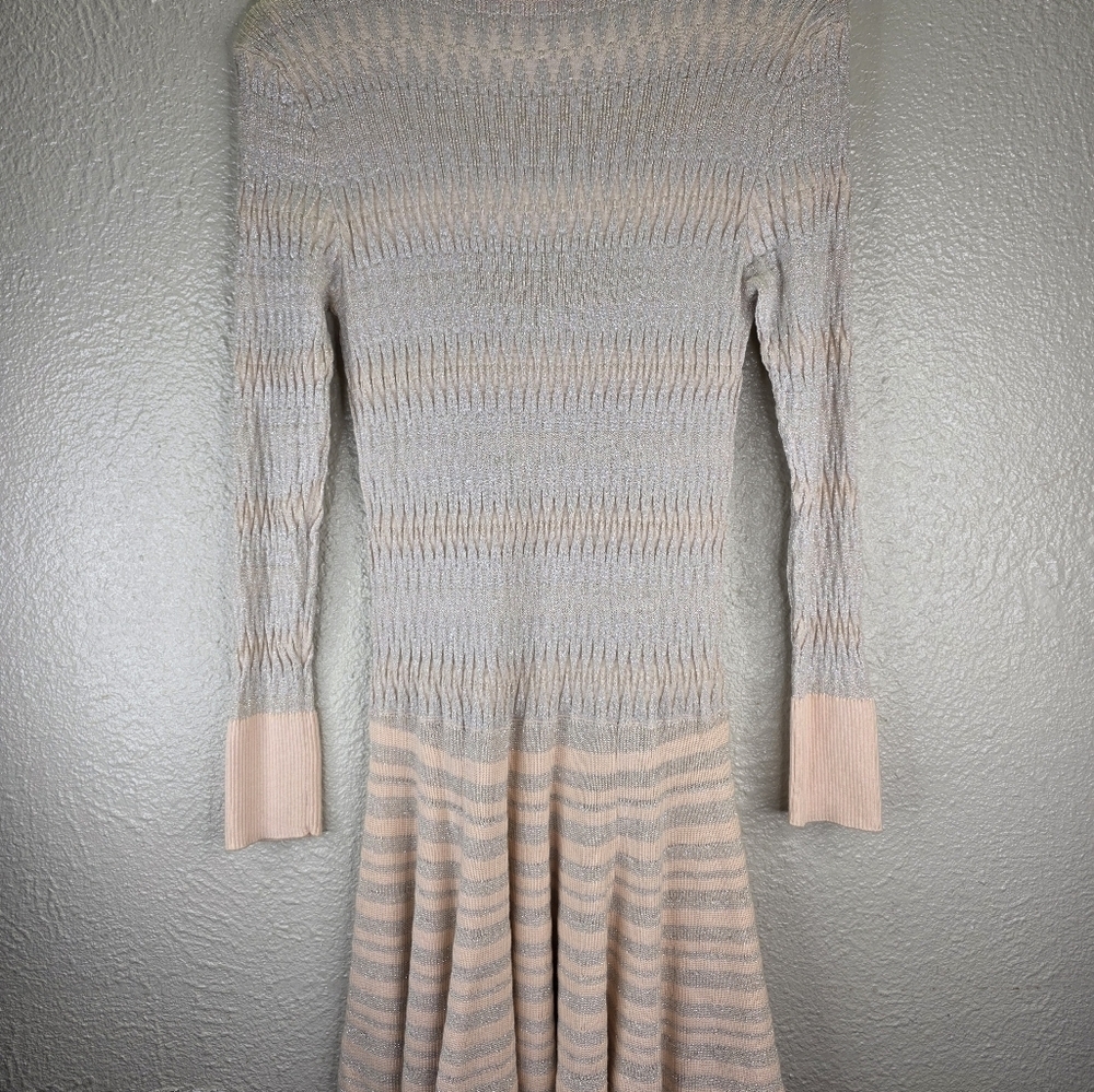 Y2k Victoria Secrets Drop Waist Knit Long Sleeve Light Pink Gray Dress Size M - Picture 9 of 15
